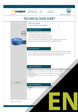 Warning tape "Water supply pipeline" TDS ENG
