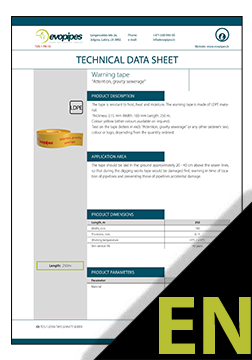 Warning tape "Gravity sewerage" TDS ENG