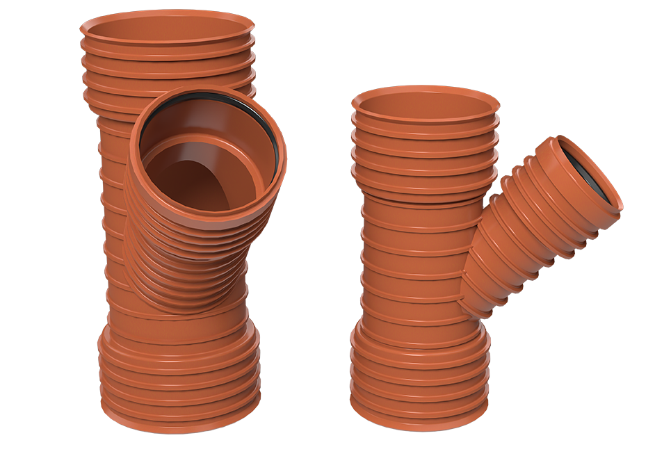 Reduction T-piece 45° to RIGID pipe (PP)