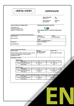 EVOAQUA and ULTRASTRESS EN 12201-2 Certificate ENG (INSTA-CERT)