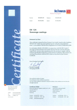 Certificate EN124 KIWA