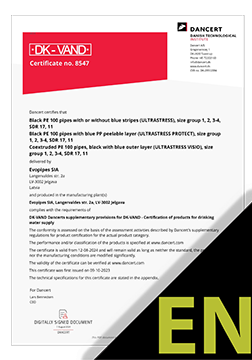 DK-VAND Certifikat ULTRASTRESS & PROTECT ENG (DK VAND)